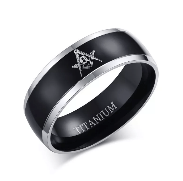 Black Grey Titanium Masonic Ring Tungsten Rings Direct