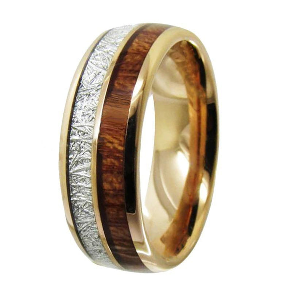 Tungsten Wood Inlay 8mm Engagement Ring