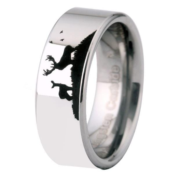 Tungsten Silver Deer Ring