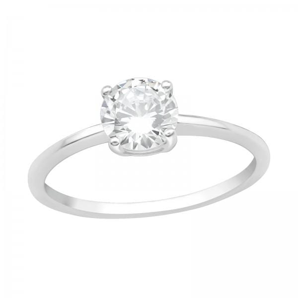 Silver Solitaire Engagement Ring