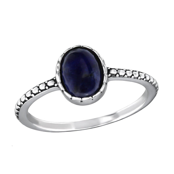 Silver Sodalite Oval Stone Ring