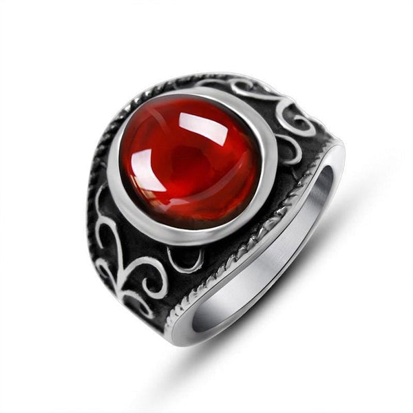 Vintage Red Stone Biker Ring