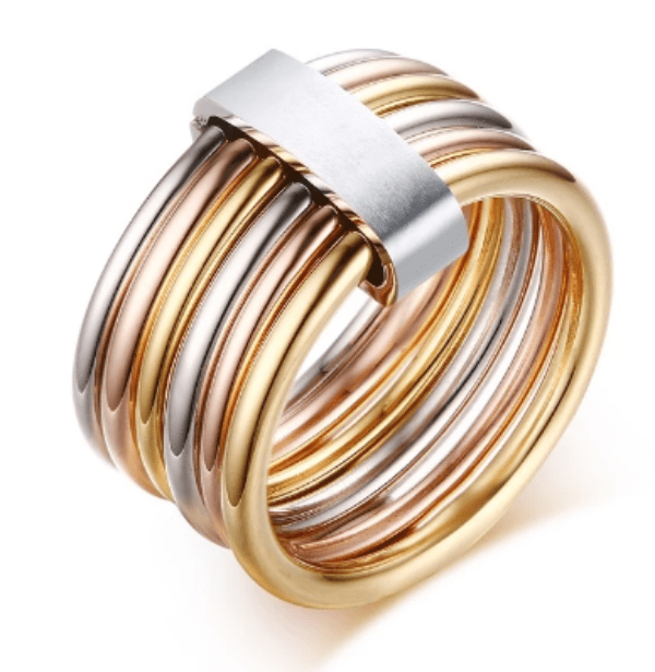 Women Interlocked 6 Band Statement Cocktail Ring