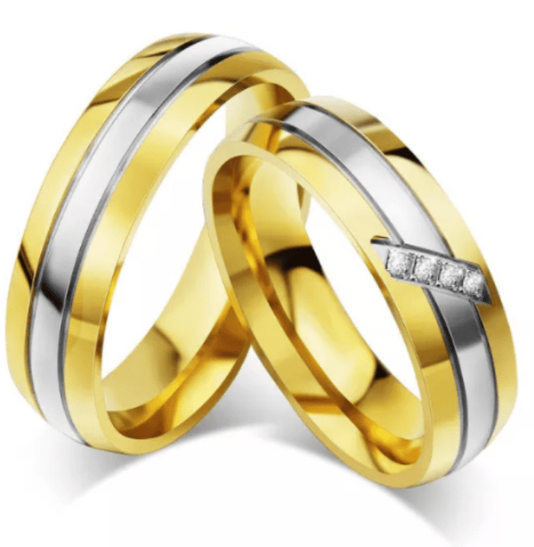 Steel His n Hers Wedding Engagement Ring
