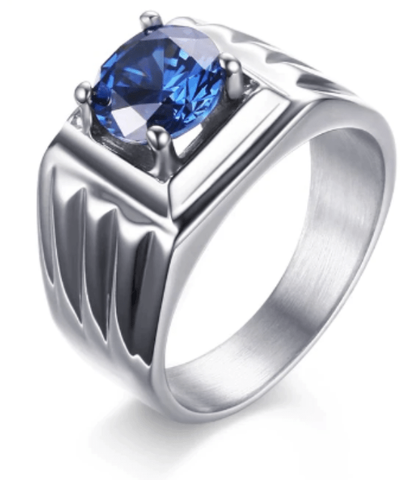 Mens Wedding Ring With Blue Stone