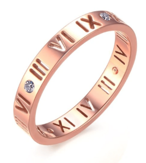 Rose Gold Roman Numbers Wedding & Anniversary Ring For women