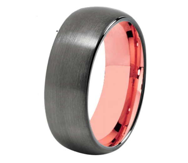 Tungsten 8mm Rose Gold Wedding Ring for  Men