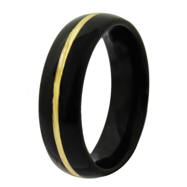 Tungsten 6mm Black and Gold Vintage Wedding Bands