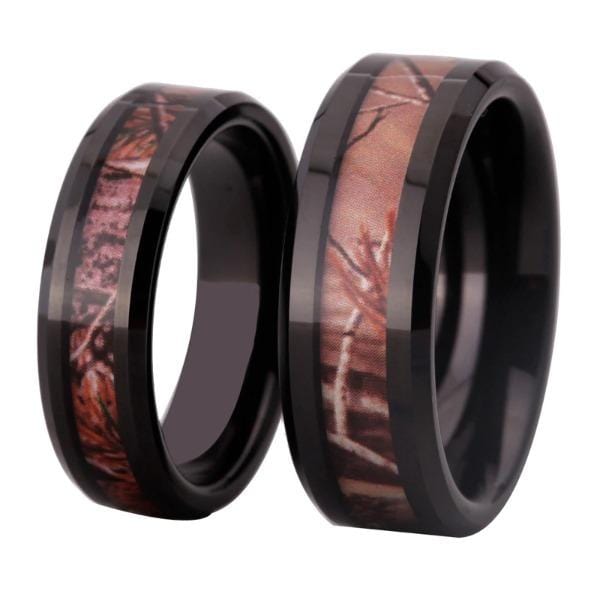 Tungsten 6mm Tree Inlay Wedding Bands