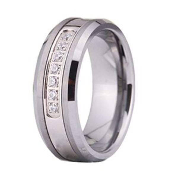 Tungsten White and Sapphire Wedding Band