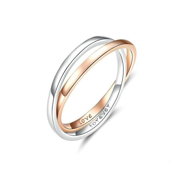 Silver Rose Gold Wedding Engagement Ring