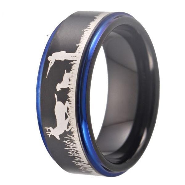 Hunting Rings Tungsten Blue Deer Hunting Ring – Tungsten Rings Direct
