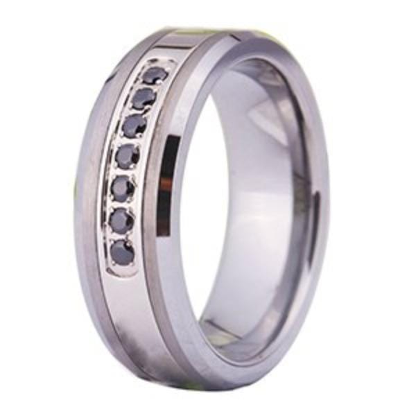 Tungsten Black and Sapphire Wedding Band