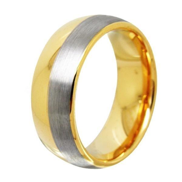 Tungsten Gold and Silver Two Tone Matching Wedding Bands