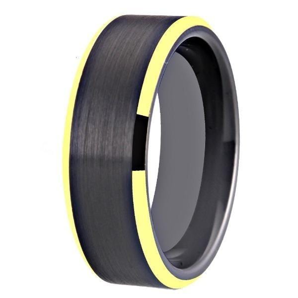 Tungsten Golden Wedding Band with Metallic Bordering