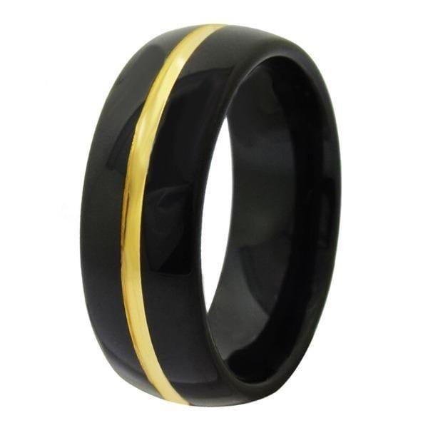 Tungsten 8mm Black and Gold Vintage Wedding Bands