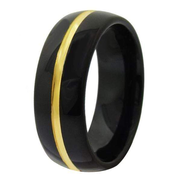 Tungsten Black and Gold Vintage Couple Wedding Engagement Ring