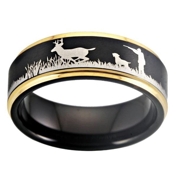 Hunting Rings Tungsten Gold Deer Hunting Ring – Tungsten Rings Direct