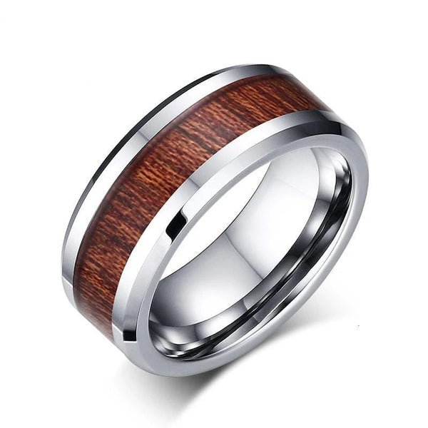 Tungsten Wood Inlay Wedding Band