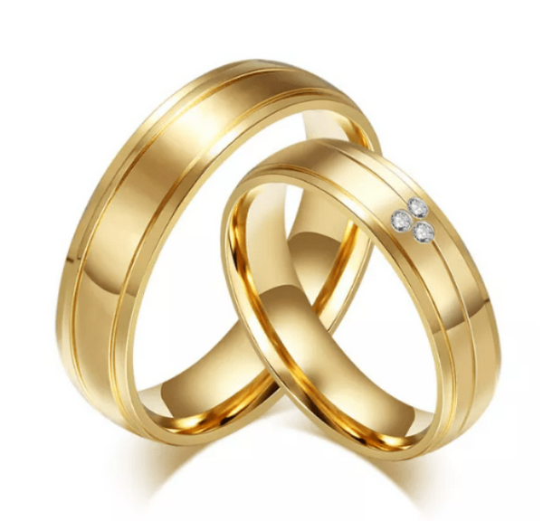 Gold And Crystal Men Wedding Ring