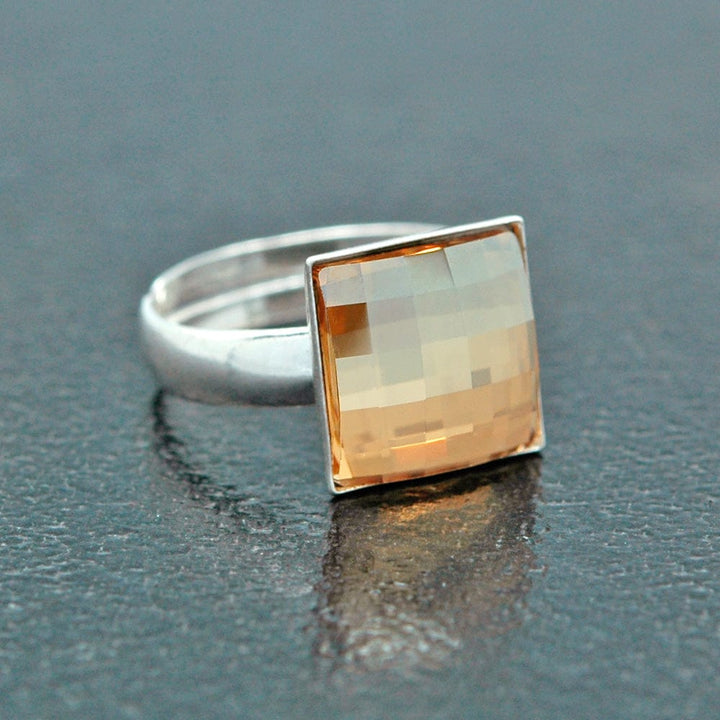 Chessboard Silver Golden Shadow Ring