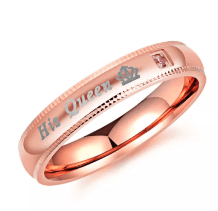 Steel Rose Gold Promise wedding  Ring for Couple