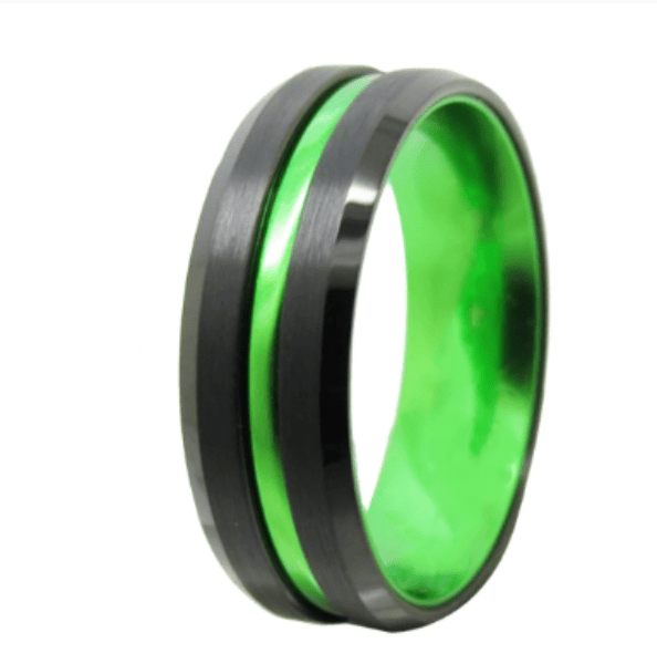 Black Green Engagement Ring for Men
