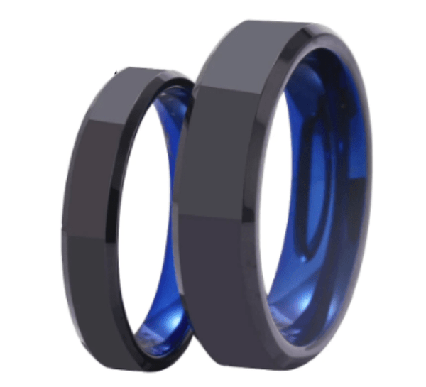 Blue Black Wedding Engagement Ring for Couple