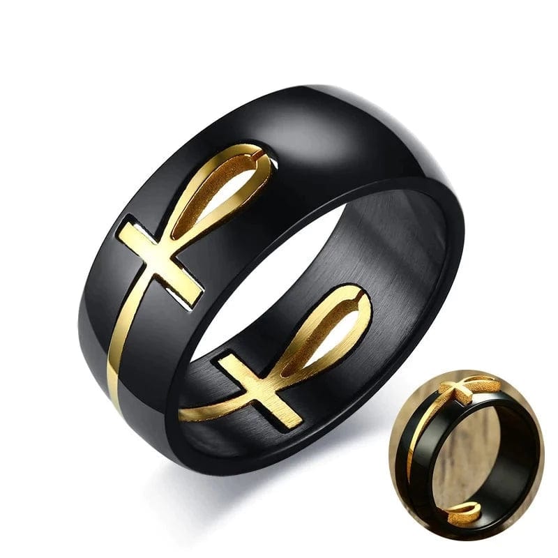 Ankh Egyptian Gold Cross Ring Tungsten Rings Direct