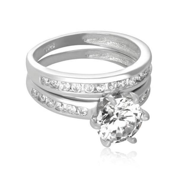Channel Band Wedding Ring Set