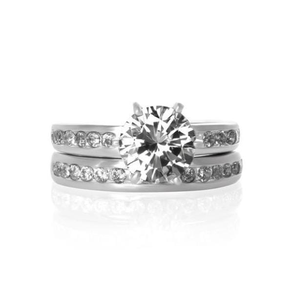 Channel Wedding Band Ring Set