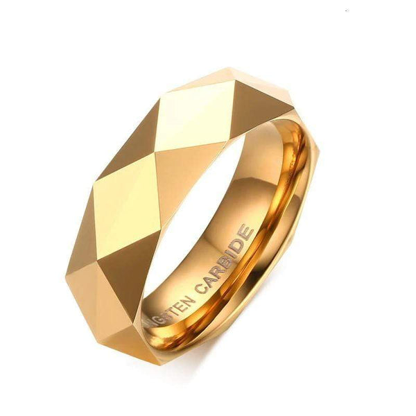 3D Men's Gold Tungsten Carbide Wedding Ring