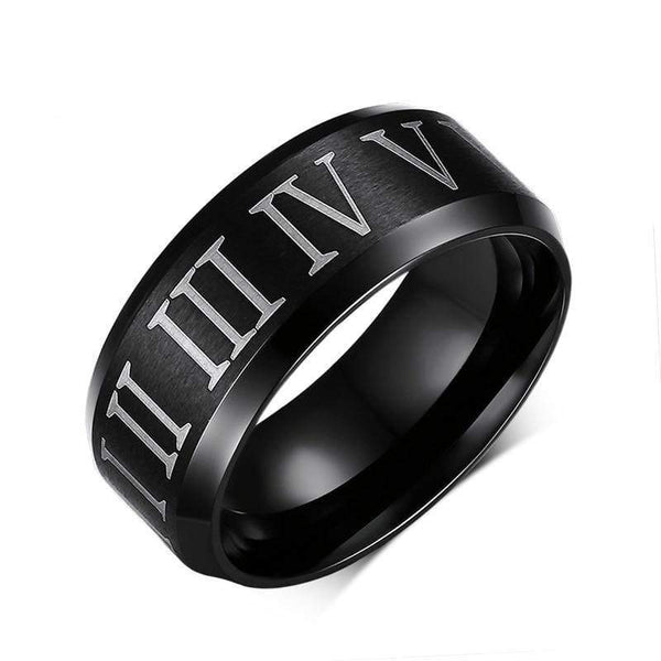 Black Roman Numeral Mens Ring