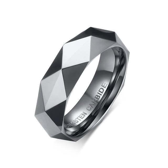 3D Men's Silver Tungsten Carbide Wedding Ring