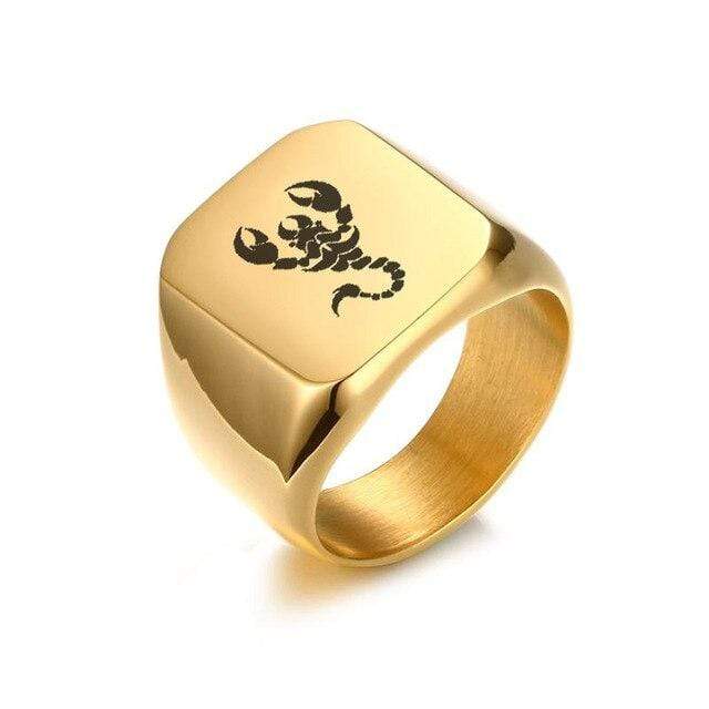 Personalised Engraved Gold Men's Biker Signet Ring