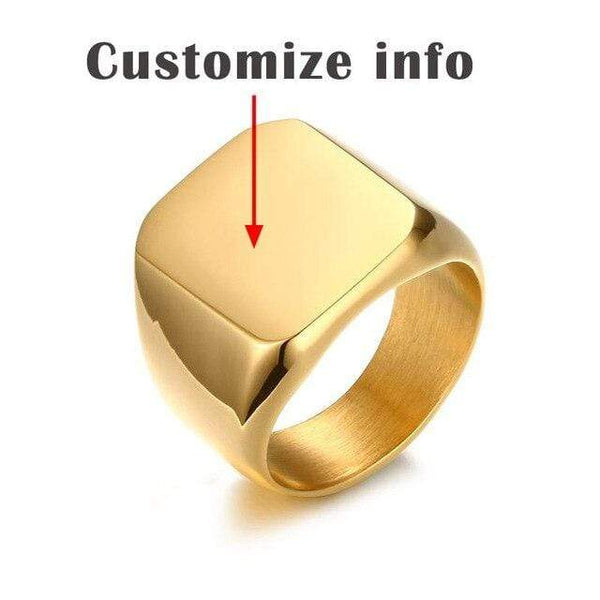 Personalised Engraved Gold  Stainless Steel  Mens  Ring
