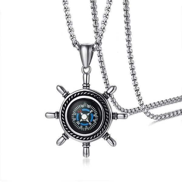 Stainless Steel Working  Compass  Necklace for Men